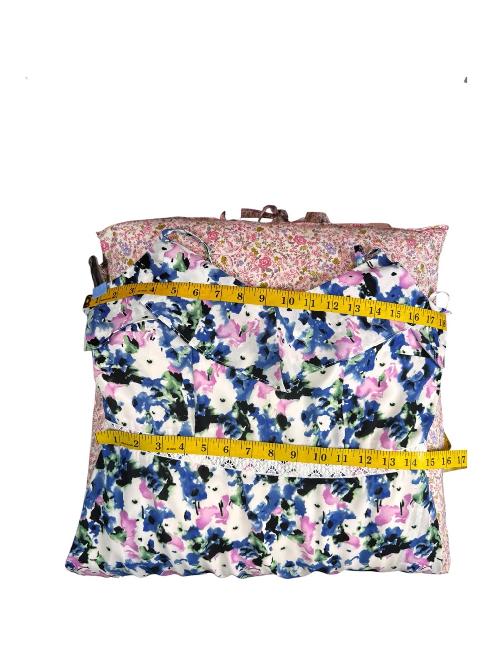 BCBGMAXAZRIA Blue Pink Floral Ruffle Cami Midi Dress Size 8 NWOT - Picture 8 of 8
